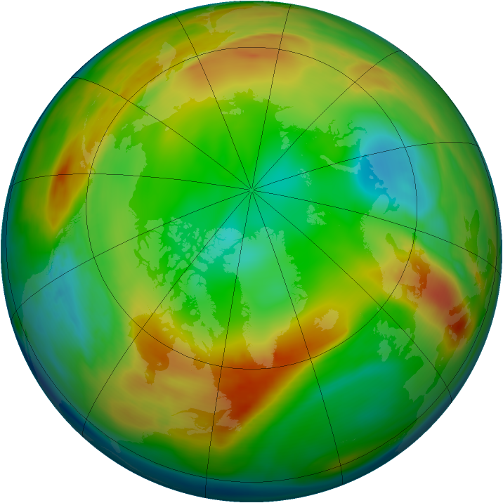 Arctic ozone map for 19 January 2005